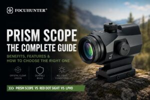 Focuhunter prism scope complete guide showing key features and comparison with red dot sight and LPVO