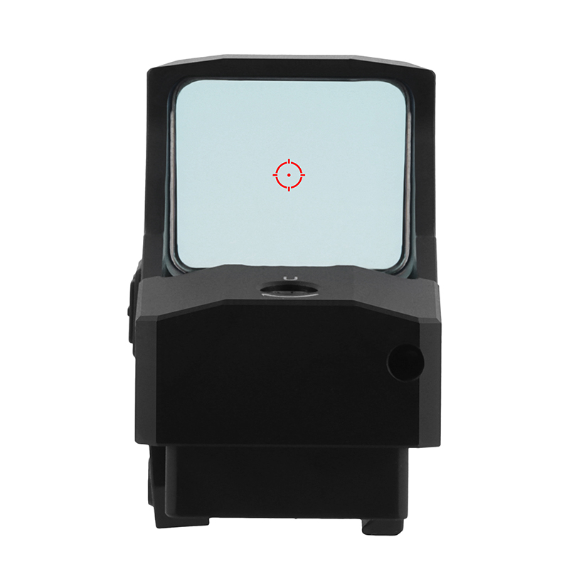 29x24mm Large Optical Window Field of View Front angle showing the 29x24mm single optical lens providing parallax-free sight picture up to 75 yards.